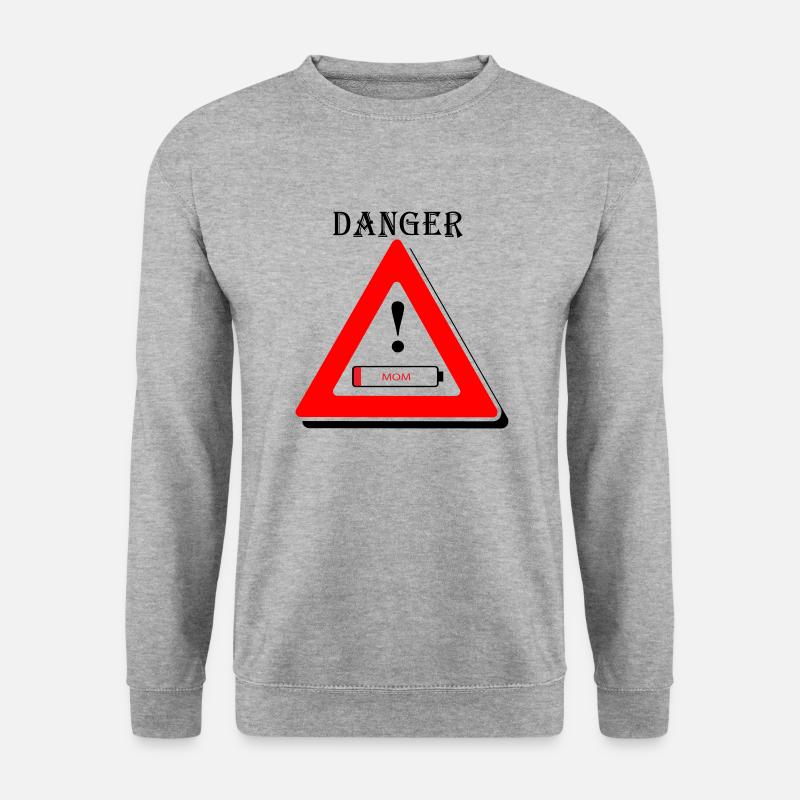 Danger, müde Mama - Unisex Pullover - Weißgrau meliert