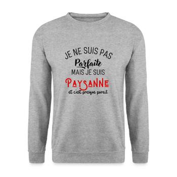 Pas parfaite mais paysanne - Sweat-shirt Unisexe - gris chiné - Devant - Alina (178cm) & Michal (187cm)