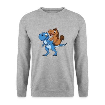 équitation un dino cheval moule t rex monde - Sweat-shirt Unisexe - gris chiné - Devant - Alina (178cm) & Michal (187cm)