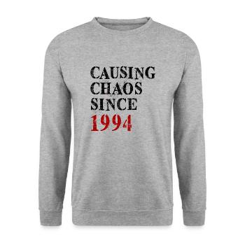 Causer le chaos depuis 1994 - Anniversaire 1994 - Sweat-shirt Unisexe - gris chiné - Devant - Alina (178cm) & Michal (187cm)