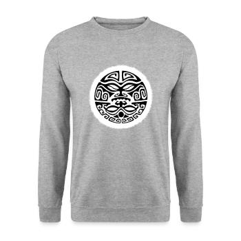 Maori-Symbol - Unisex Pullover - Weißgrau meliert - Vorne - Alina (178cm) & Michal (187cm)