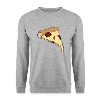 Pizza - Unisex Pullover - Weißgrau meliert - Vorne - Alina (178cm) & Michal (187cm)
