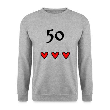 50 ANS. 50e ANNIVERSAIRE. ANNIVERSAIRE 50 ANS - Sweat-shirt Unisexe - gris chiné - Devant - Alina (178cm) & Michal (187cm)