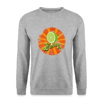 Juicy Lime Retro Vintage Look - Unisex Pullover - Weißgrau meliert - Vorne - Alina (178cm) & Michal (187cm)