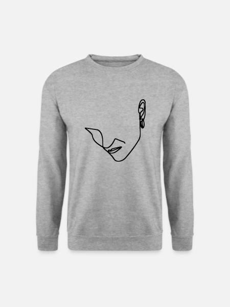 Frauen Linienkunst - Unisex Pullover - Weißgrau meliert
