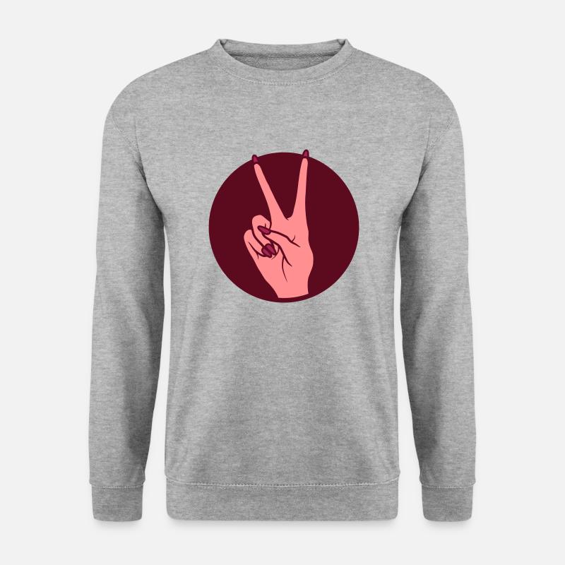 Kreis Victory Handzeichen Peace - Unisex Pullover - Weißgrau meliert