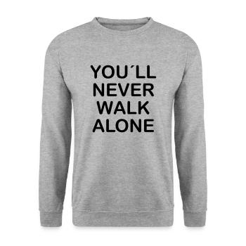 you ll never walk alone - Unisex Pullover - Weißgrau meliert - Vorne - Alina (178cm) & Michal (187cm)