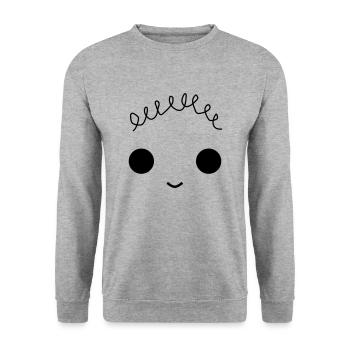 Cute face with curly hair - Unisex Pullover - Weißgrau meliert - Vorne - Alina (178cm) & Michal (187cm)