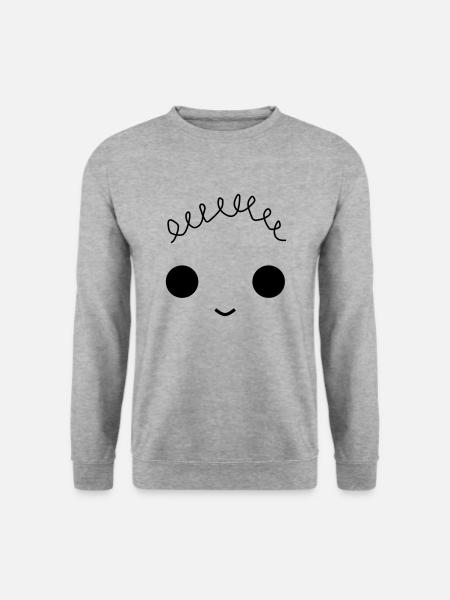 Cute face with curly hair - Unisex Pullover - Weißgrau meliert