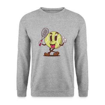 funky tennis ball cartoon face - Unisex Sweatshirt - salt & pepper - Front - Alina (178cm) & Michal (187cm)