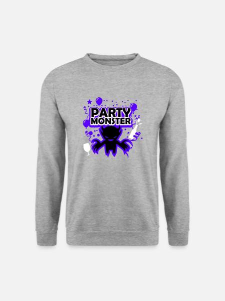 Partymonster dunkellila - Unisex Pullover - Weißgrau meliert