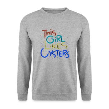 Fruits de mer drôle disant fille aime les huîtres - Sweat-shirt Unisexe - gris chiné - Devant - Alina (178cm) & Michal (187cm)