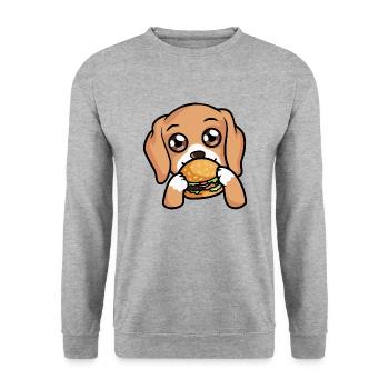 Burger = Liebe - Unisex Pullover - Weißgrau meliert - Vorne - Alina (178cm) & Michal (187cm)