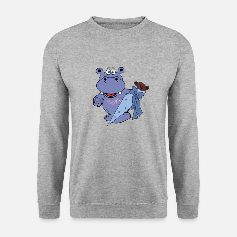 hippo nilpferd einschulung einschulungstüte schule - Unisex Pullover - Weißgrau meliert