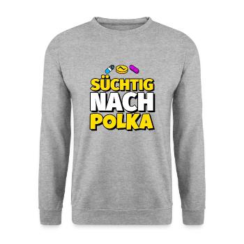 Polka Tanz lustig Geschenk - Unisex Pullover - Weißgrau meliert - Vorne - Alina (178cm) & Michal (187cm)