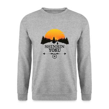 waldbaden shinrin yoku waldmeditation - Unisex Pullover - Weißgrau meliert - Vorne - Alina (178cm) & Michal (187cm)