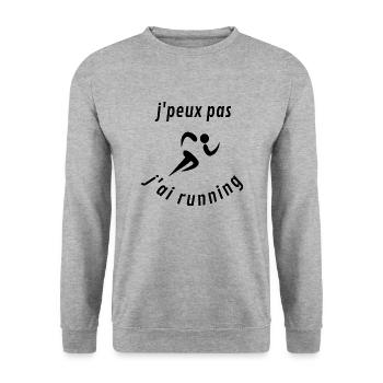 je peux pas j'ai running courir cadeau running - Sweat-shirt Unisexe - gris chiné - Devant - Alina (178cm) & Michal (187cm)