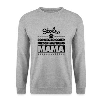 Stolze Schweizerischer Niederlaufhund Mama - Unisex Pullover - Weißgrau meliert - Vorne - Alina (178cm) & Michal (187cm)
