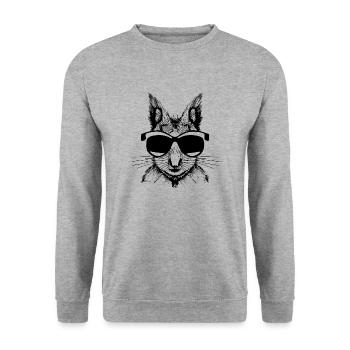 Eichhörnchen Sonnenbrille Tier süß lustig cool 03 - Unisex Pullover - Weißgrau meliert - Vorne - Alina (178cm) & Michal (187cm)