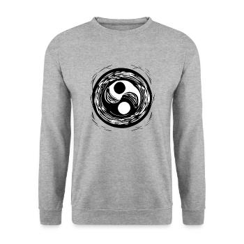 Yin Yang Sign Symbol Peace Happy 9 - Unisex Sweatshirt - salt & pepper - Front - Alina (178cm) & Michal (187cm)