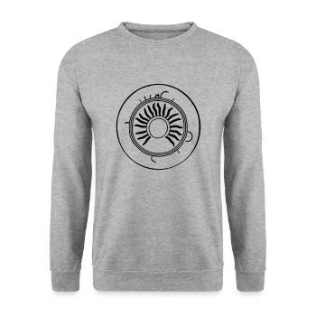 Sonne Mond Mosaik Astrologie Symbol Vektor 9 - Unisex Pullover - Weißgrau meliert - Vorne - Alina (178cm) & Michal (187cm)
