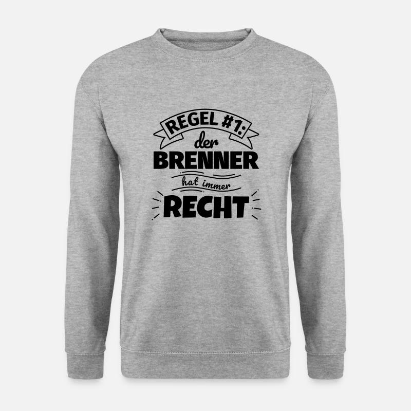 Brenner Geschenke – Hat immer Recht - Unisex Pullover - Weißgrau meliert