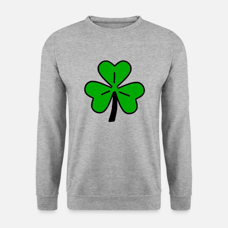 Kleeblatt - Unisex Pullover - Weißgrau meliert
