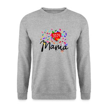 Mama 2024 Konfetti - Unisex Pullover - Weißgrau meliert - Vorne - Alina (178cm) & Michal (187cm)