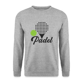 Padel, funny rackets. Padel gift idea. Sport - Unisex Sweatshirt - salt & pepper - Front - Alina (178cm) & Michal (187cm)