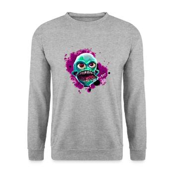 Un mignon zombie violet Jimbo - Sweat-shirt Unisexe - gris chiné - Devant - Alina (178cm) & Michal (187cm)