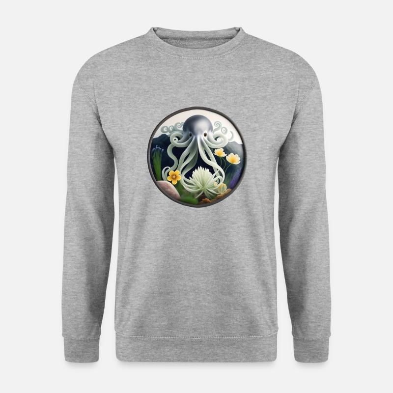 Tintenfisch - Unisex Pullover - Weißgrau meliert