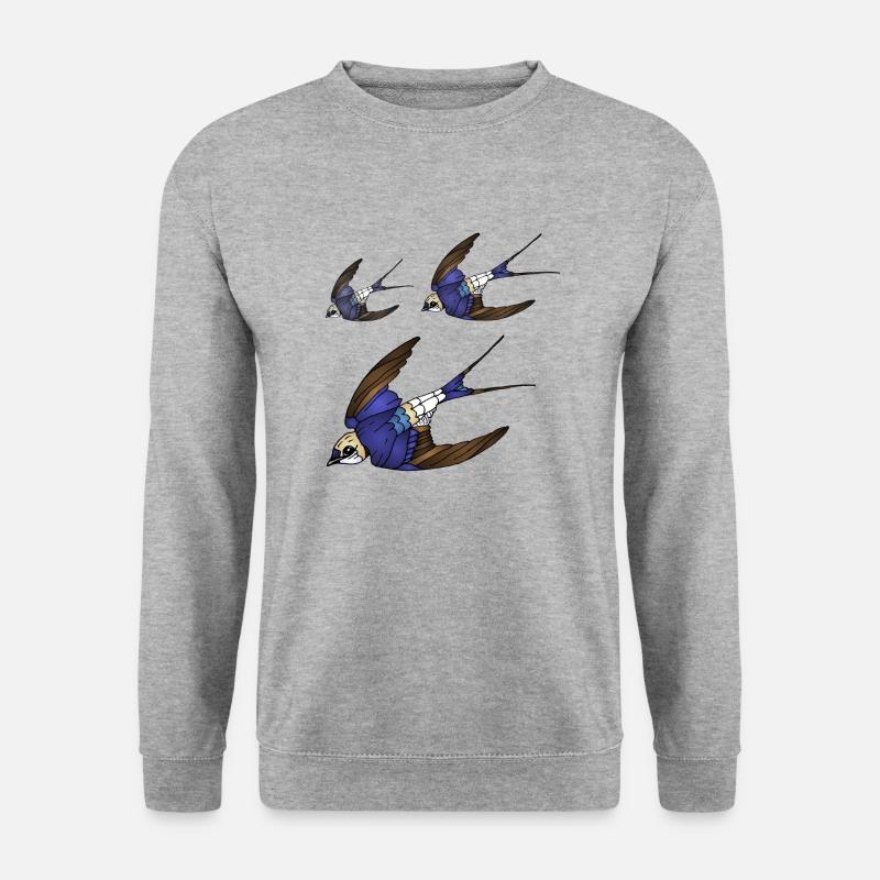Vögel - Unisex Pullover - Weißgrau meliert