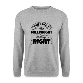MILLWRIGHT lustiges Geschenk - Unisex Pullover - Weißgrau meliert - Vorne - Alina (178cm) & Michal (187cm)