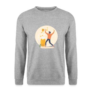 Bierbeschwörung - Für die Liebe zum Bier - Unisex Pullover - Weißgrau meliert - Vorne - Alina (178cm) & Michal (187cm)