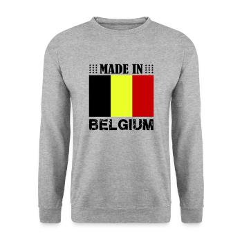 Fabriqué en Belgique - Sweat-shirt Unisexe - gris chiné - Devant - Alina (178cm) & Michal (187cm)