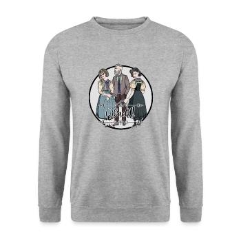 Obacht // Illustration - Unisex Pullover - Weißgrau meliert - Vorne - Alina (178cm) & Michal (187cm)