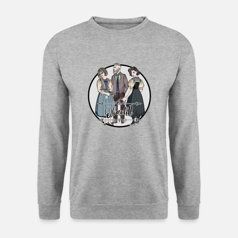 Obacht // Illustration - Unisex Pullover - Weißgrau meliert