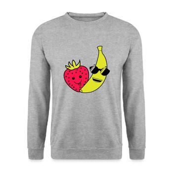 Fraise Banane - Sweat-shirt Unisexe - gris chiné - Devant - Alina (178cm) & Michal (187cm)