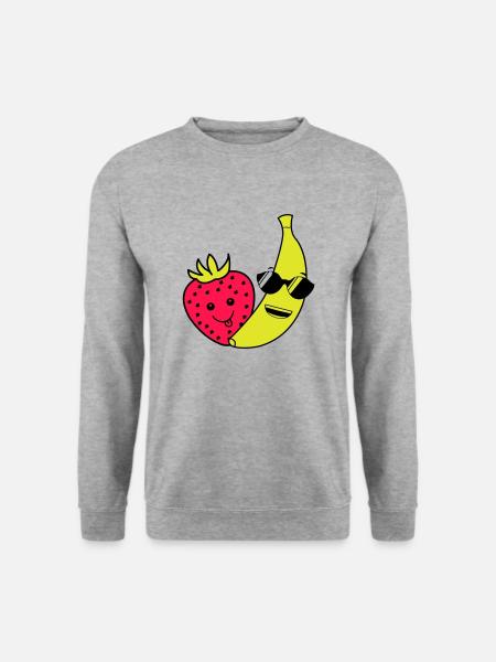 erdbeere banane - Unisex Pullover - Weißgrau meliert