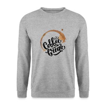 La pause-café est mon langage d’amour pour le café au lait - Sweat-shirt Unisexe - gris chiné - Devant - Alina (178cm) & Michal (187cm)