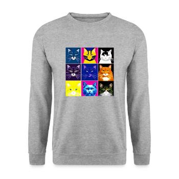 A008 - Unisex Pullover - Weißgrau meliert - Vorne - Alina (178cm) & Michal (187cm)