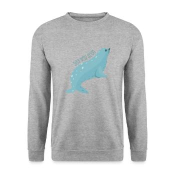 Meerestiere - Unisex Pullover - Weißgrau meliert - Vorne - Alina (178cm) & Michal (187cm)