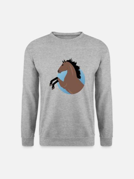 Pferde - Unisex Pullover - Weißgrau meliert
