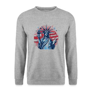 Illustration de la Statue de la Liberté - Sweat-shirt Unisexe - gris chiné - Devant - Alina (178cm) & Michal (187cm)