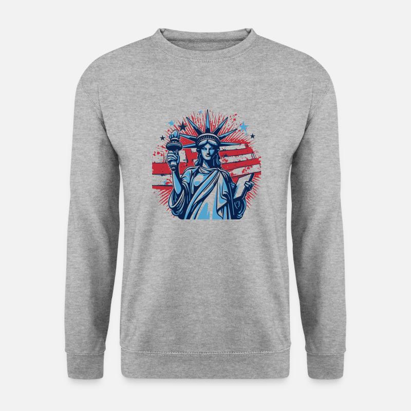Illustration der Freiheitsstatue - Unisex Pullover - Weißgrau meliert