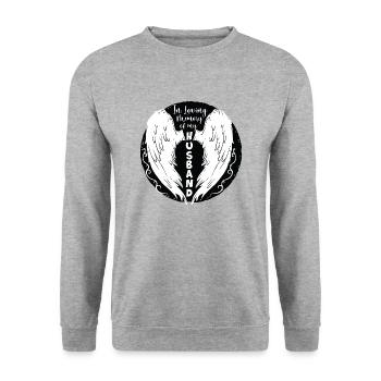 In Loving MemoryOf My Husband - Unisex Pullover - Weißgrau meliert - Vorne - Alina (178cm) & Michal (187cm)