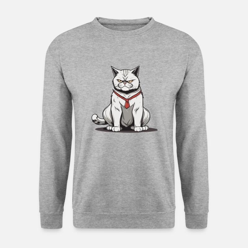 Grummel Kater - Unisex Pullover - Weißgrau meliert