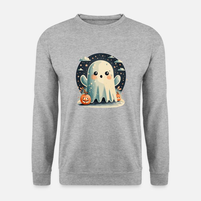 Gespenst gruselig - Unisex Pullover - Weißgrau meliert