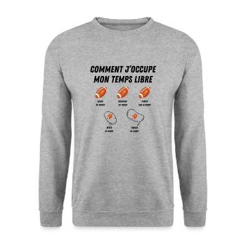 comment j'occupe mon temps libre - Sweat-shirt Unisexe - gris chiné - Devant - Alina (178cm) & Michal (187cm)