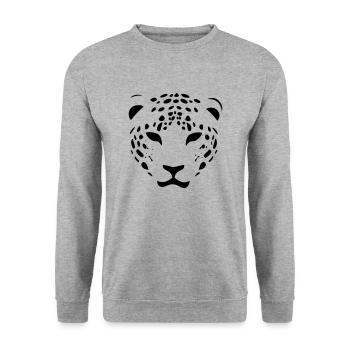 Leopard - Unisex Pullover - Weißgrau meliert - Vorne - Alina (178cm) & Michal (187cm)